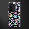 acid smiles chromatic edition back phone cover | glass case for vivo v27 pro 5g