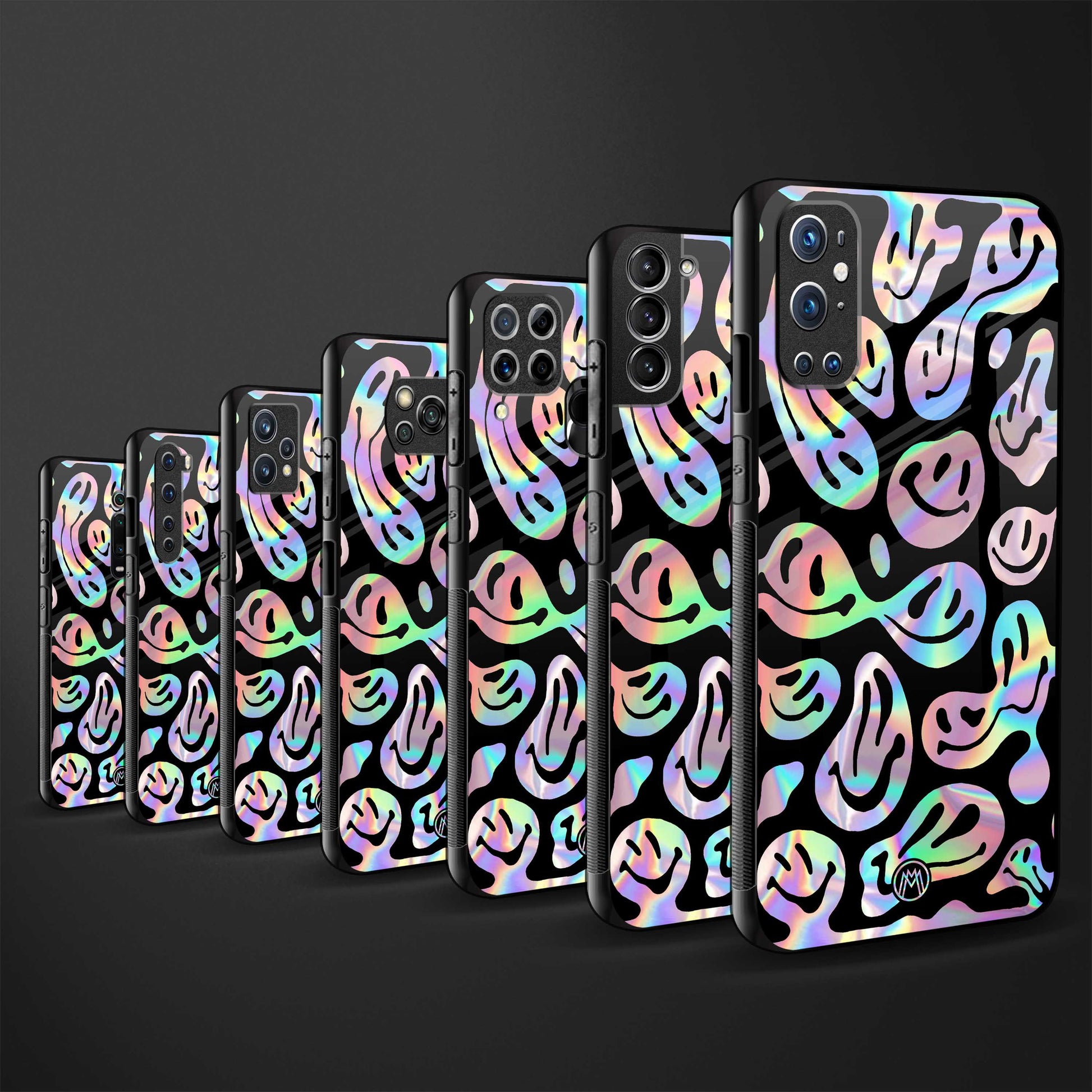 acid smiles chromatic edition back phone cover | glass case for vivo v27 pro 5g