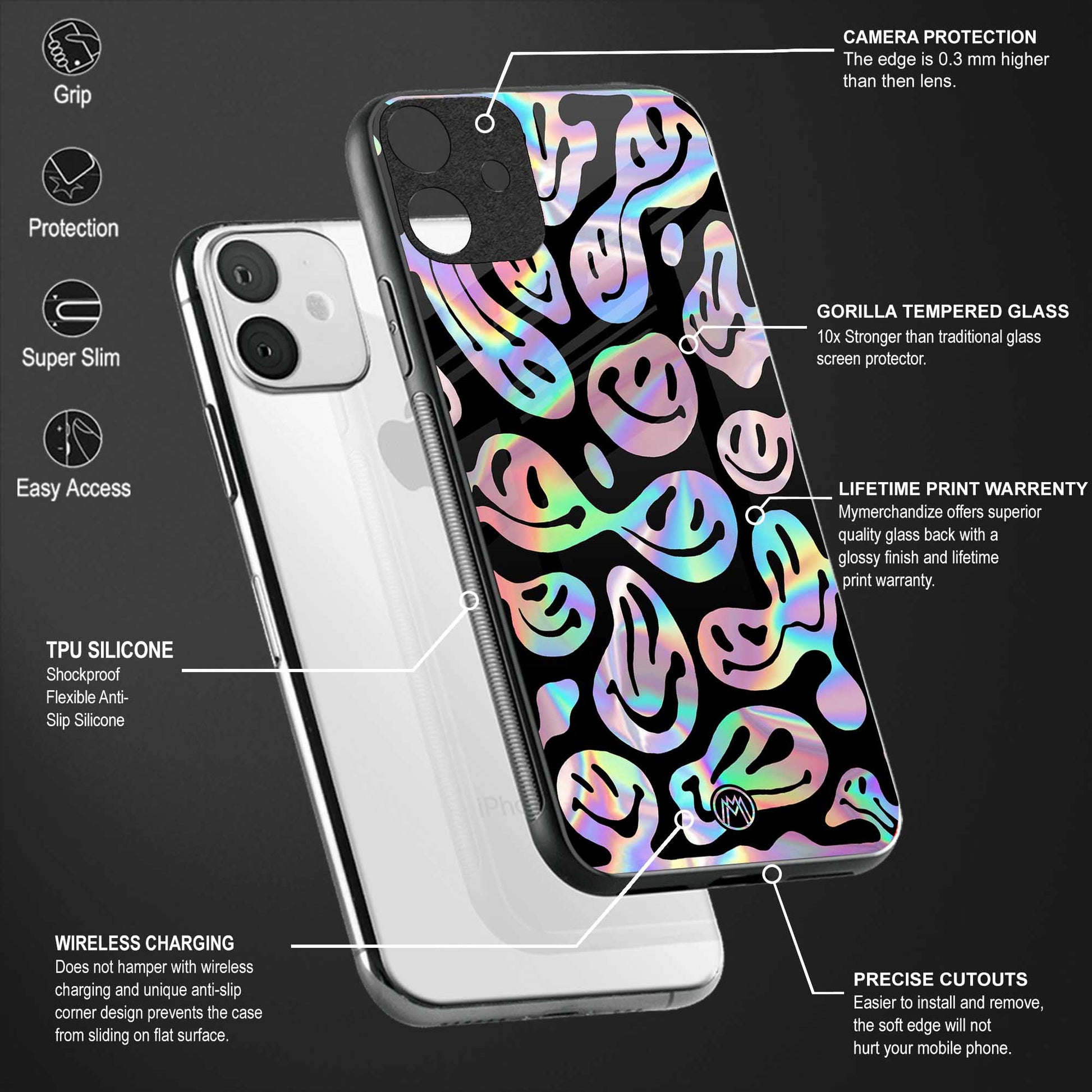 acid smiles chromatic edition glass case for oppo f19 image-4