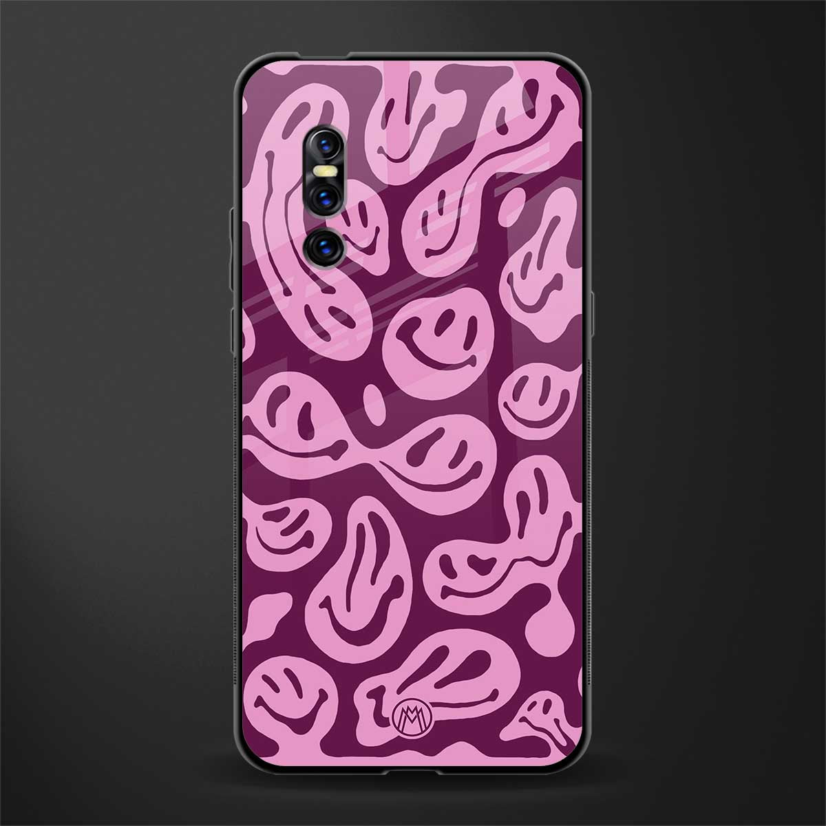 acid smiles grape edition glass case for vivo v15 pro image