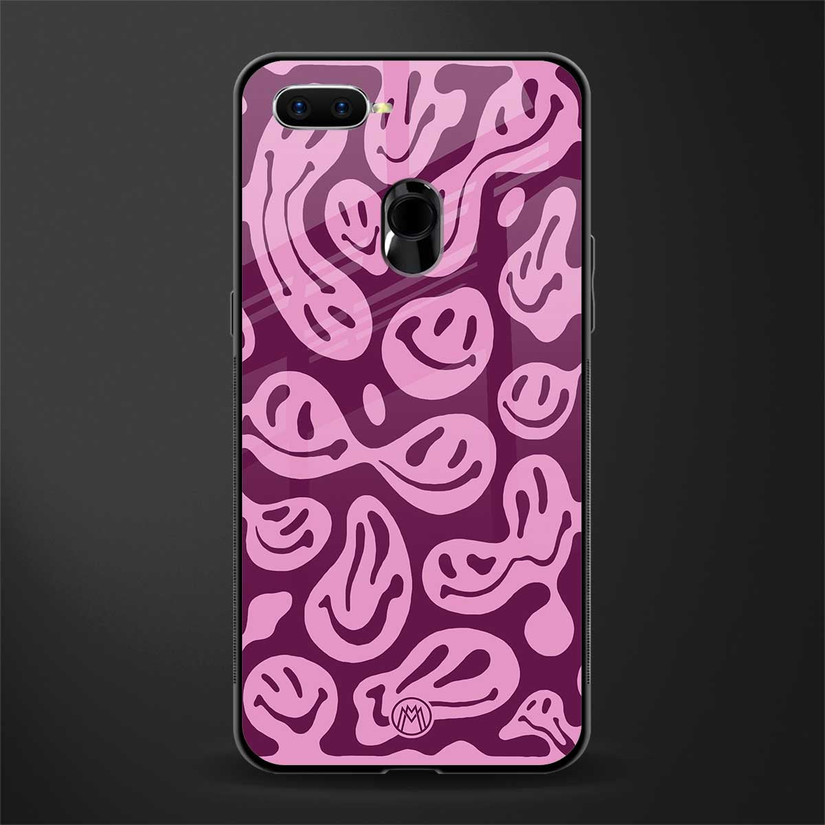acid smiles grape edition glass case for oppo a12 image