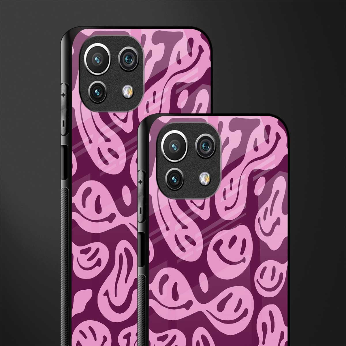 acid smiles grape edition glass case for mi 11 lite image-2