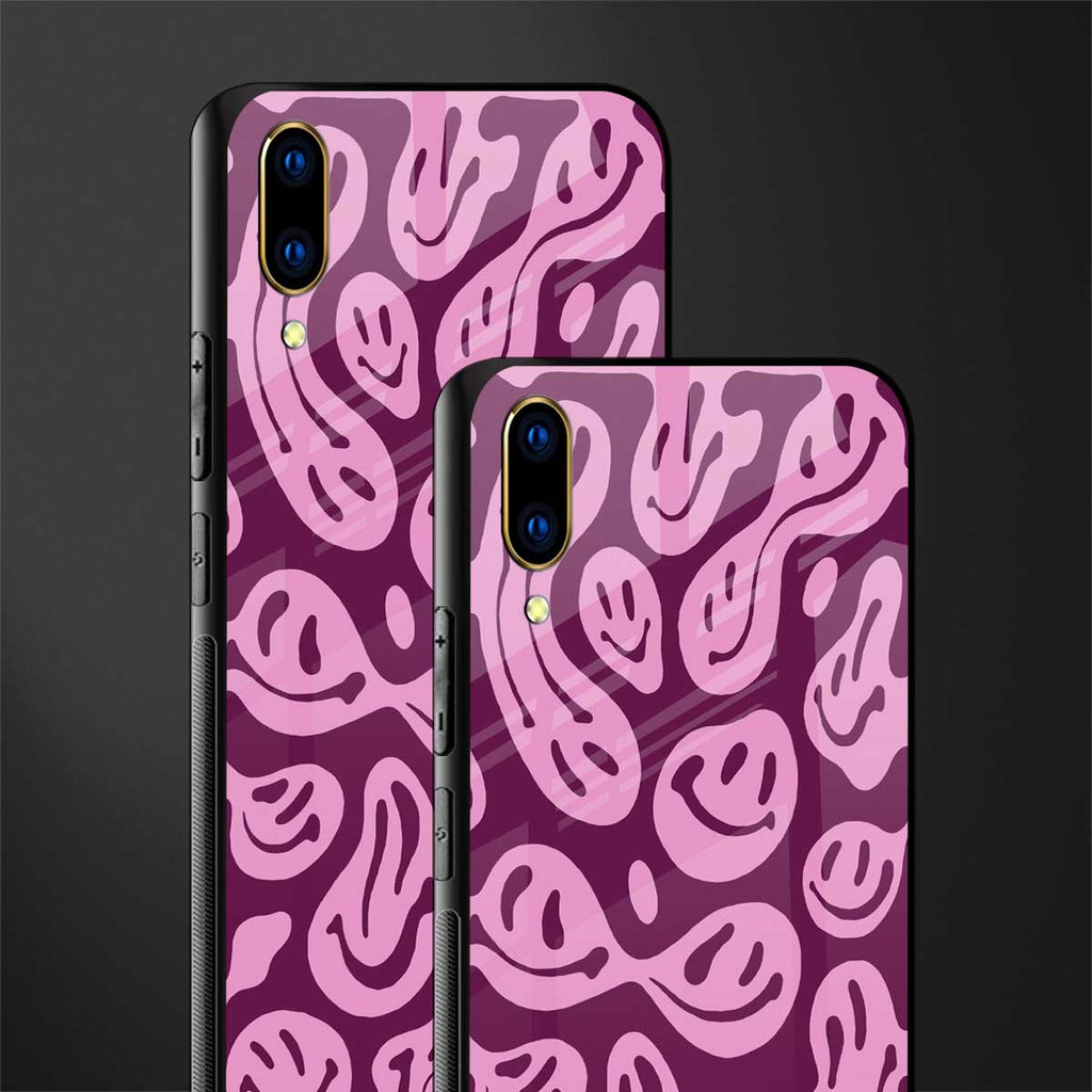 acid smiles grape edition glass case for vivo v11 pro image-2