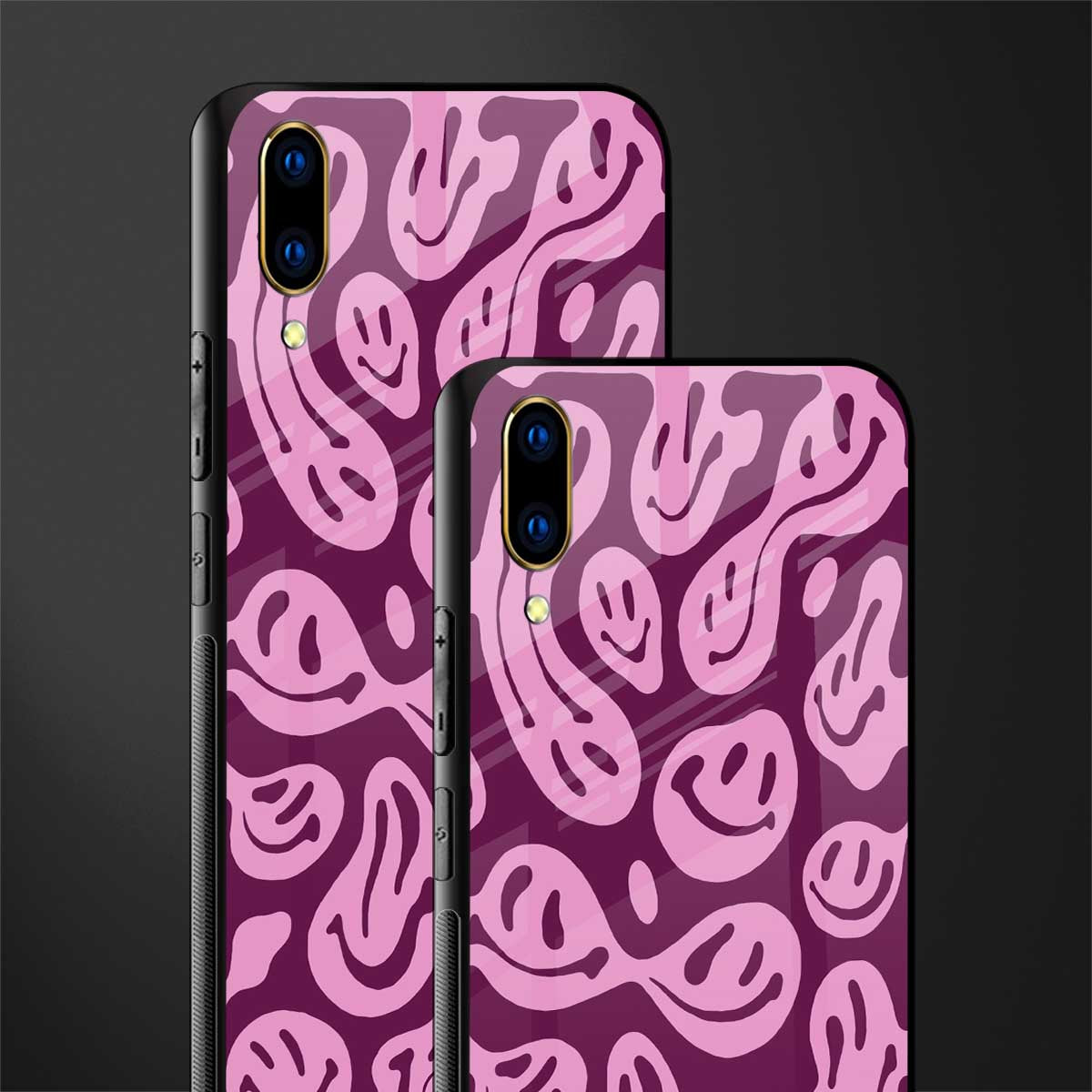 acid smiles grape edition glass case for vivo v11 pro image-2