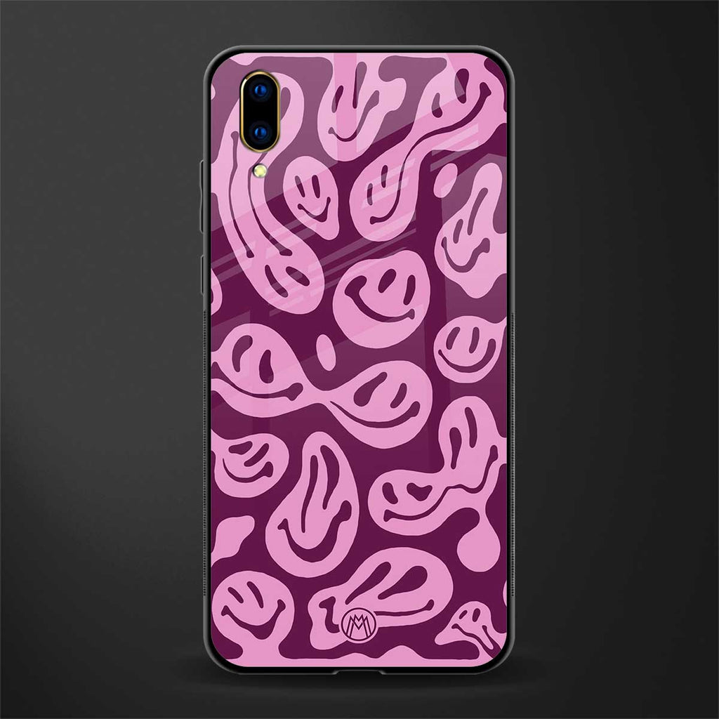 acid smiles grape edition glass case for vivo v11 pro image