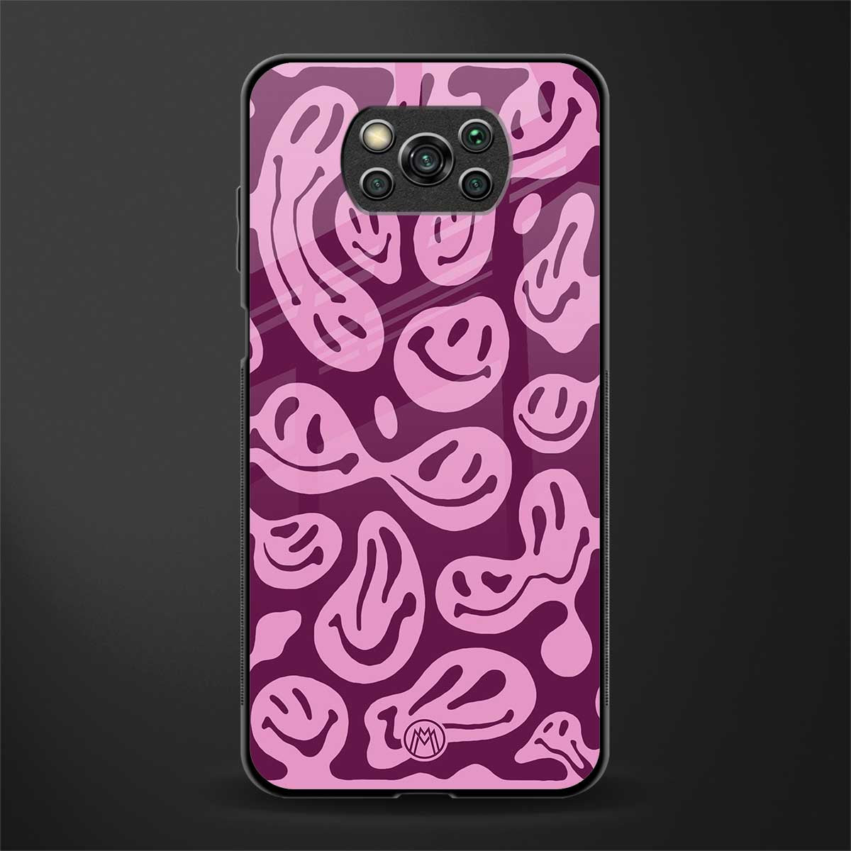 acid smiles grape edition glass case for poco x3 image