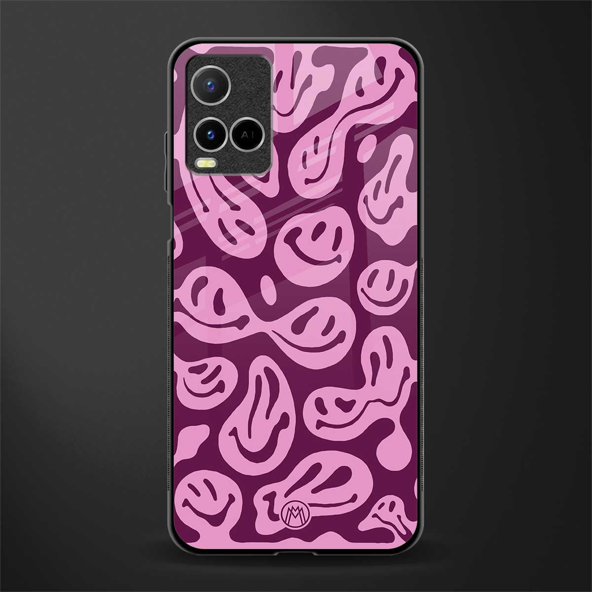 acid smiles grape edition glass case for vivo y21s image