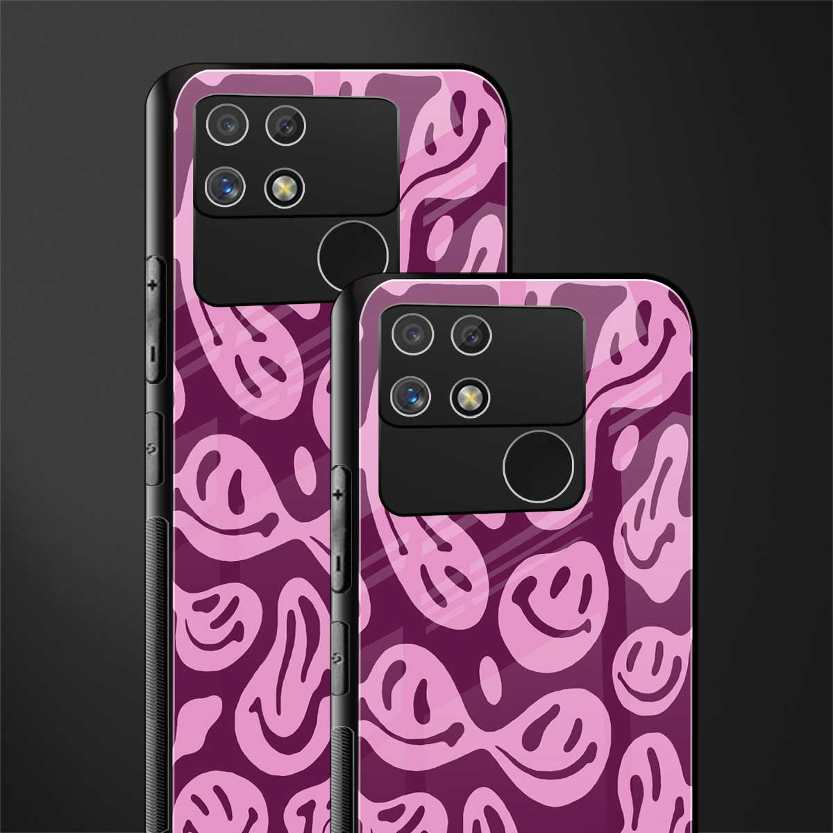 acid smiles grape edition back phone cover | glass case for realme narzo 50a