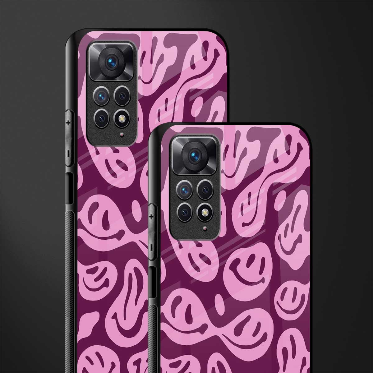 acid smiles grape edition back phone cover | glass case for redmi note 11 pro plus 4g/5g