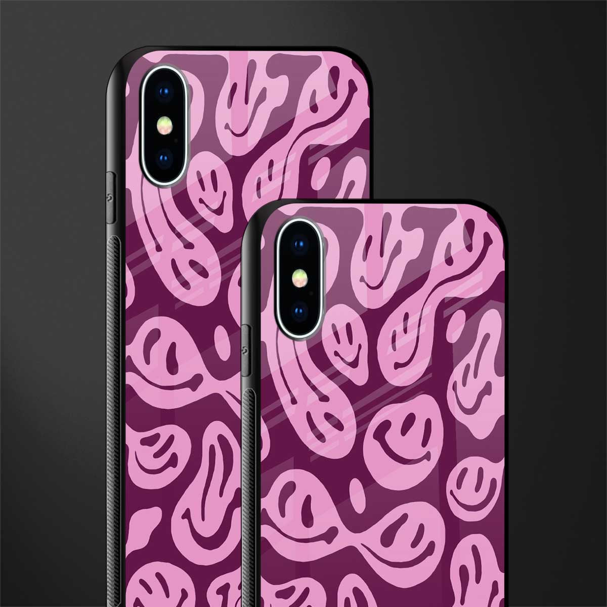 acid smiles grape edition glass case for iphone xs image-2