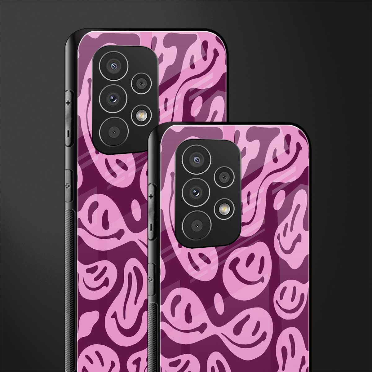 acid smiles grape edition back phone cover | glass case for samsung galaxy a73 5g