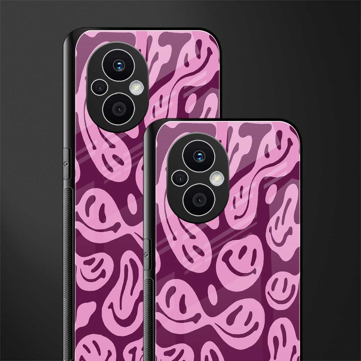 acid smiles grape edition back phone cover | glass case for oppo f21 pro 5g