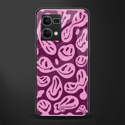 acid smiles grape edition back phone cover | glass case for oppo f21 pro 4g