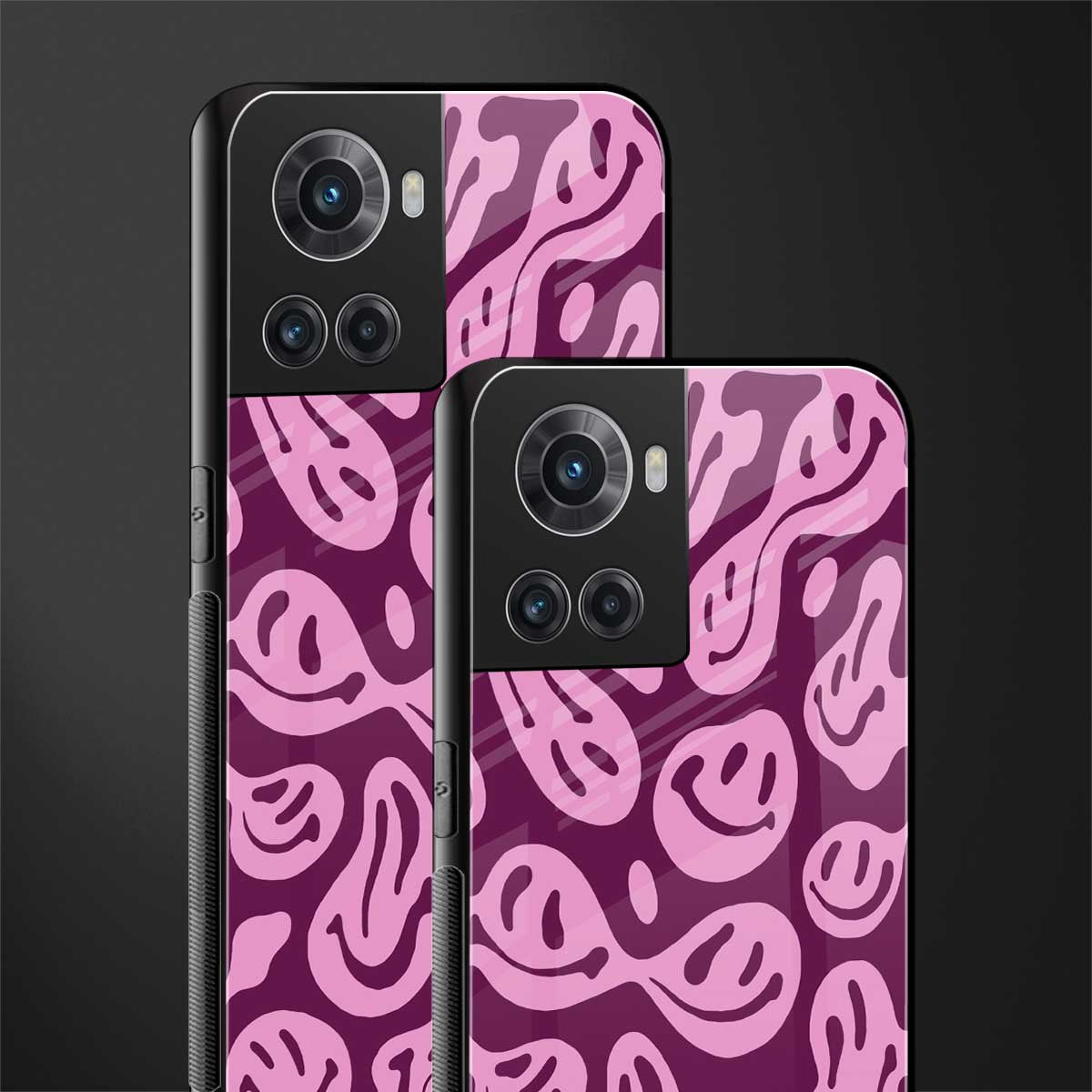 acid smiles grape edition back phone cover | glass case for oneplus 10r 5g