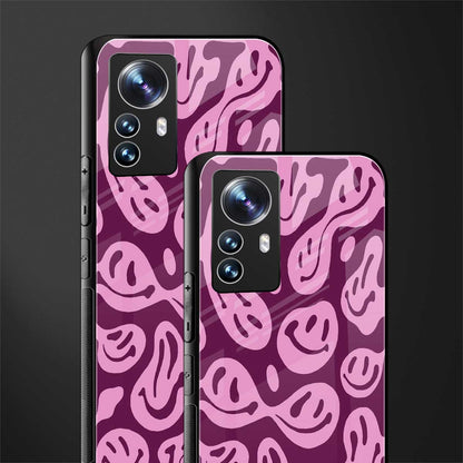 acid smiles grape edition back phone cover | glass case for xiaomi 12 pro