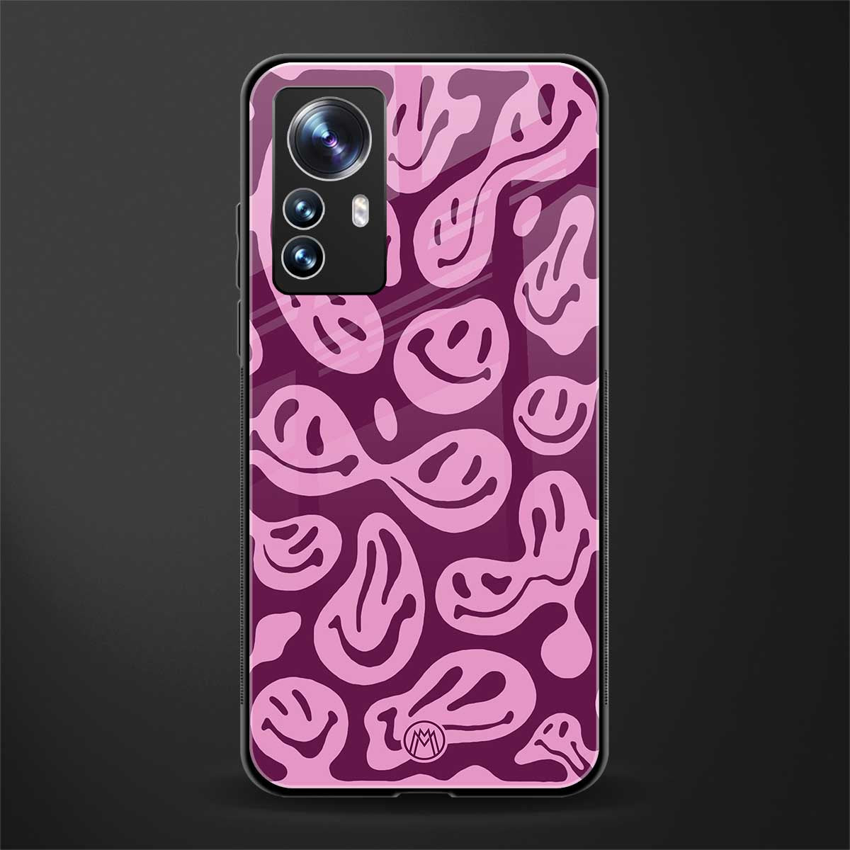 acid smiles grape edition back phone cover | glass case for xiaomi 12 pro