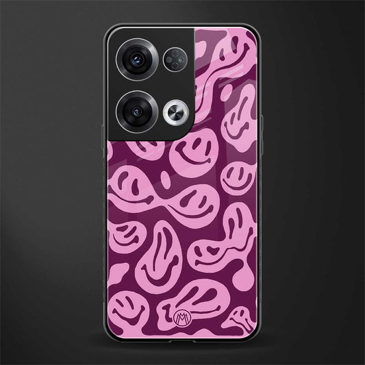 acid smiles grape edition back phone cover | glass case for oppo reno 8 pro