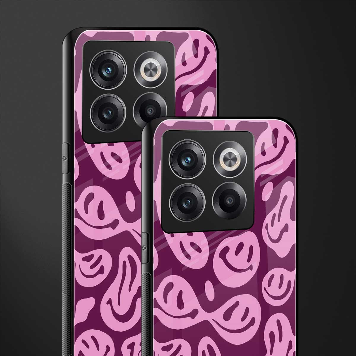 acid smiles grape edition back phone cover | glass case for oneplus 10t