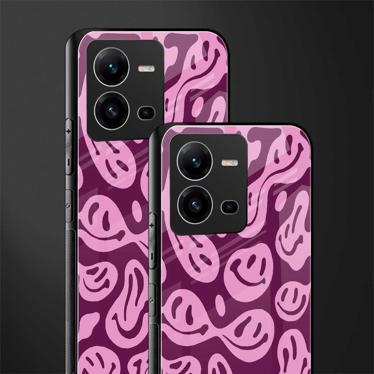 acid smiles grape edition back phone cover | glass case for vivo v25-5g