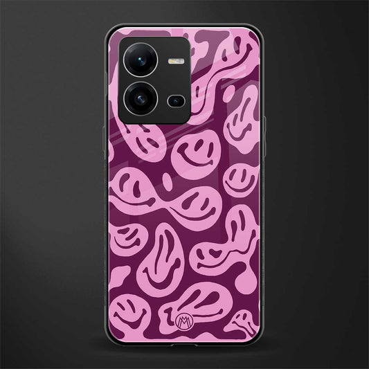 acid smiles grape edition back phone cover | glass case for vivo v25-5g