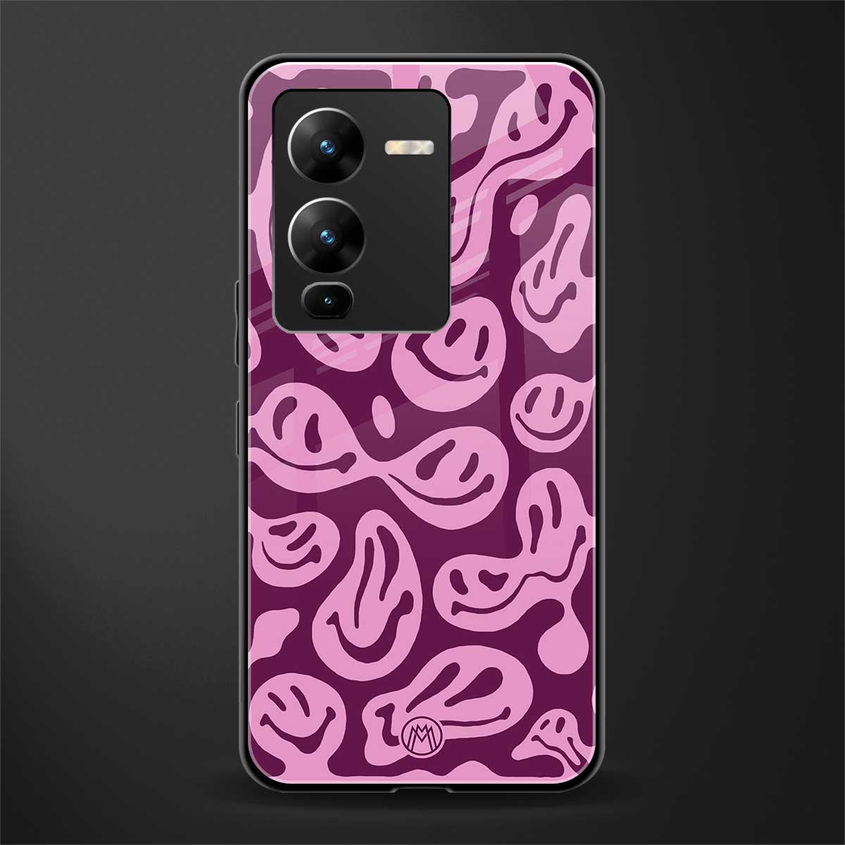 acid smiles grape edition back phone cover | glass case for vivo v25 pro 5g
