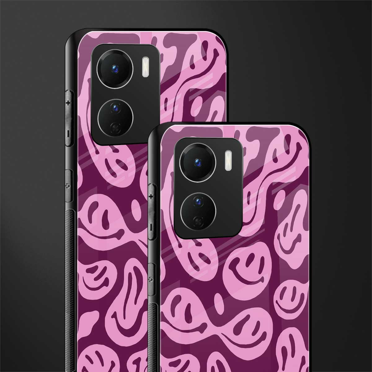 acid smiles grape edition back phone cover | glass case for vivo y16