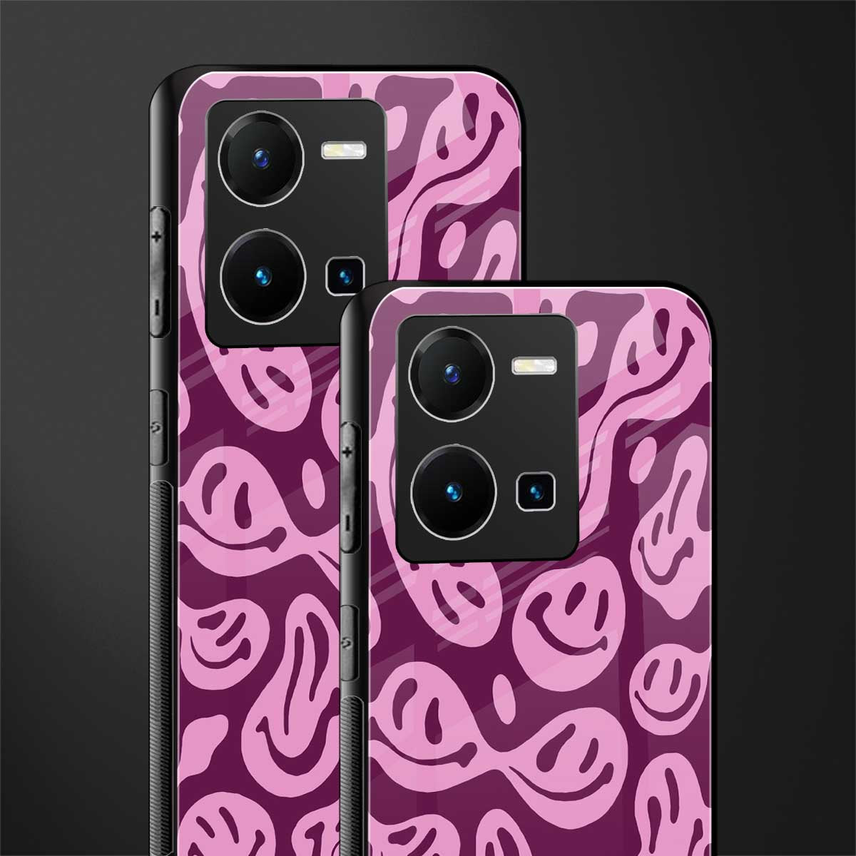 acid smiles grape edition back phone cover | glass case for vivo y35 4g