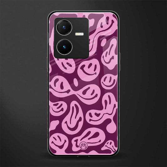 acid smiles grape edition back phone cover | glass case for vivo y22