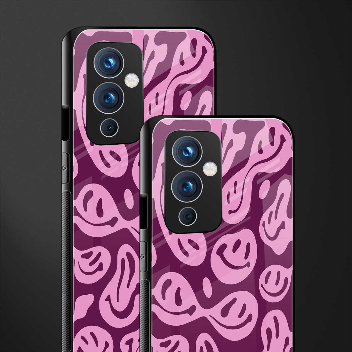 acid smiles grape edition back phone cover | glass case for oneplus 9