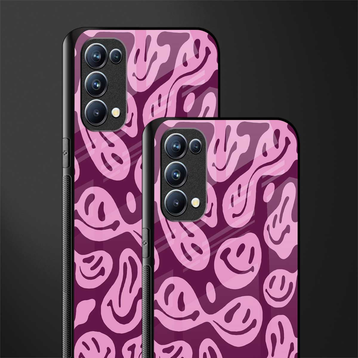 acid smiles grape edition back phone cover | glass case for oppo reno 5