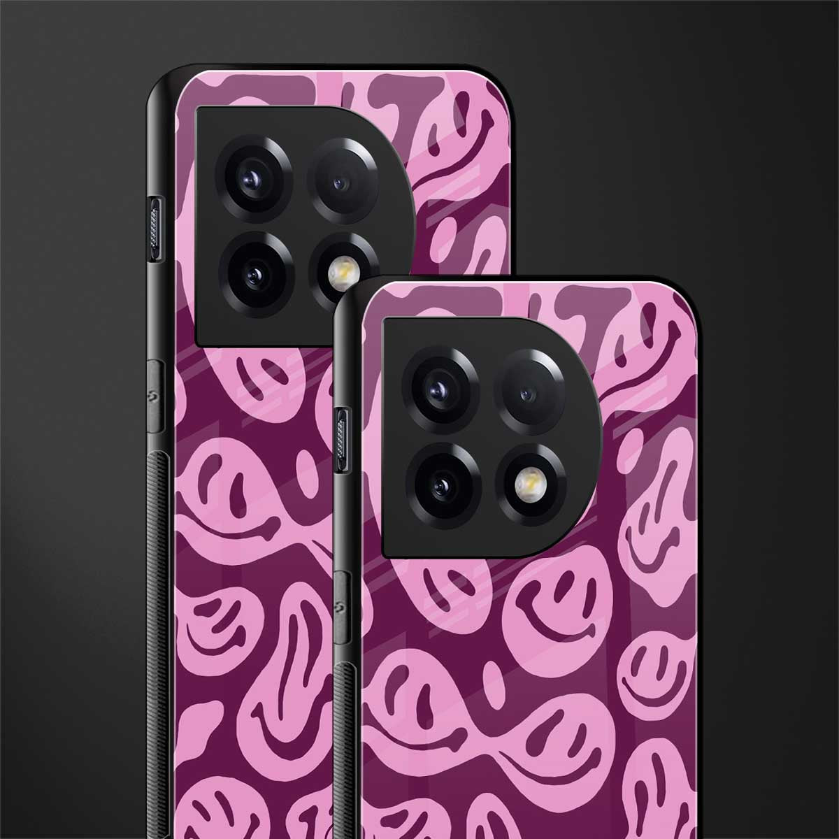 acid smiles grape edition back phone cover | glass case for oneplus 11