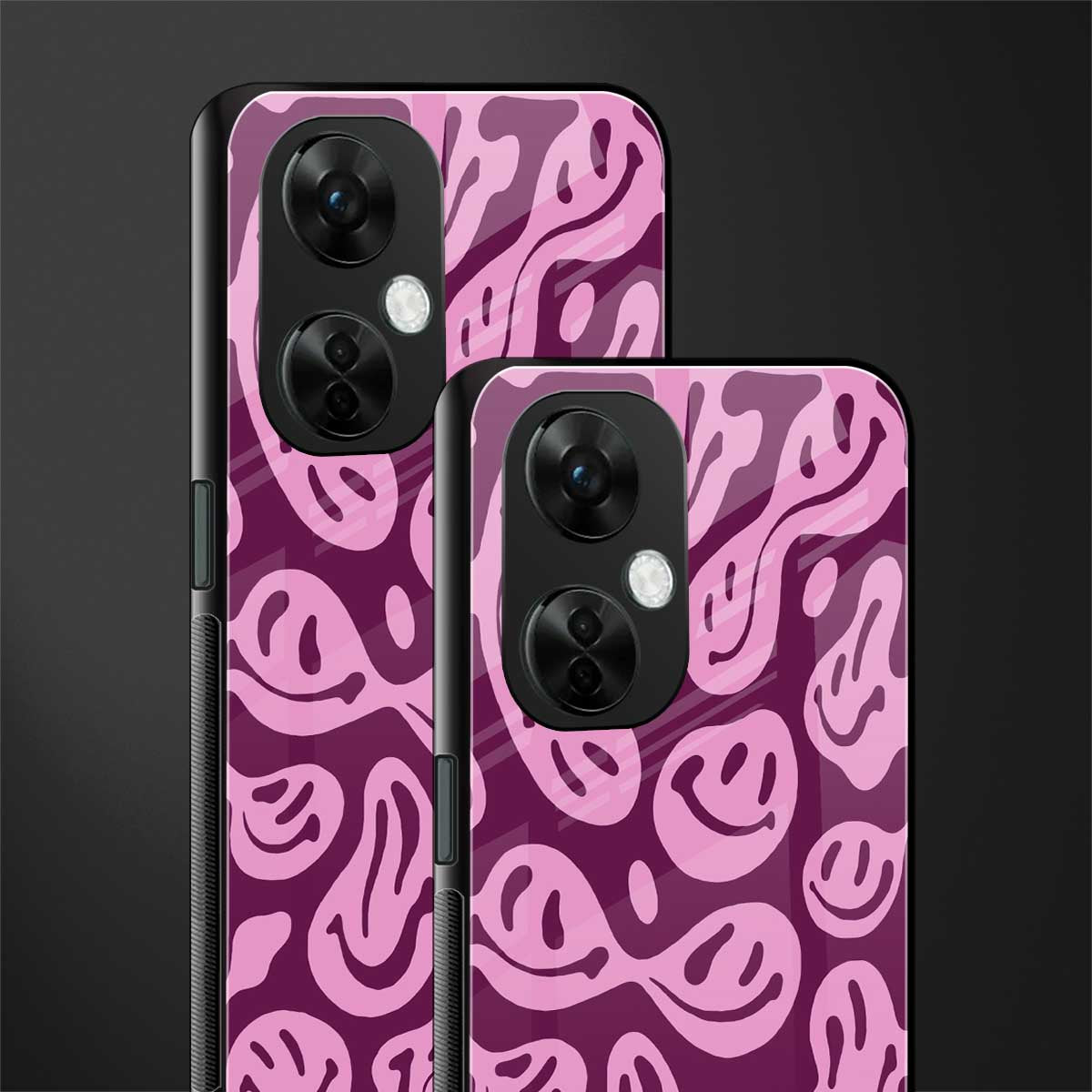 acid smiles grape edition back phone cover | glass case for oneplus nord ce 3 lite