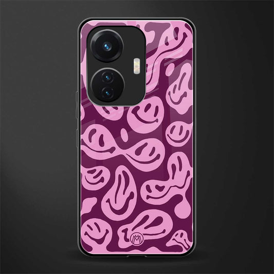 acid smiles grape edition back phone cover | glass case for vivo t1 44w 4g