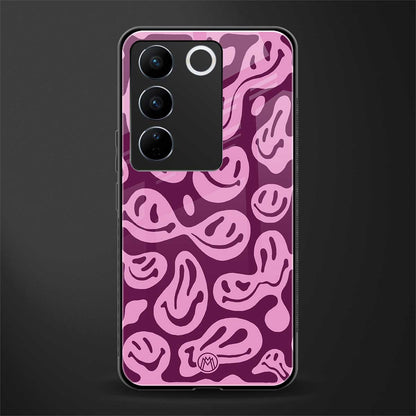 acid smiles grape edition back phone cover | glass case for vivo v27 pro 5g