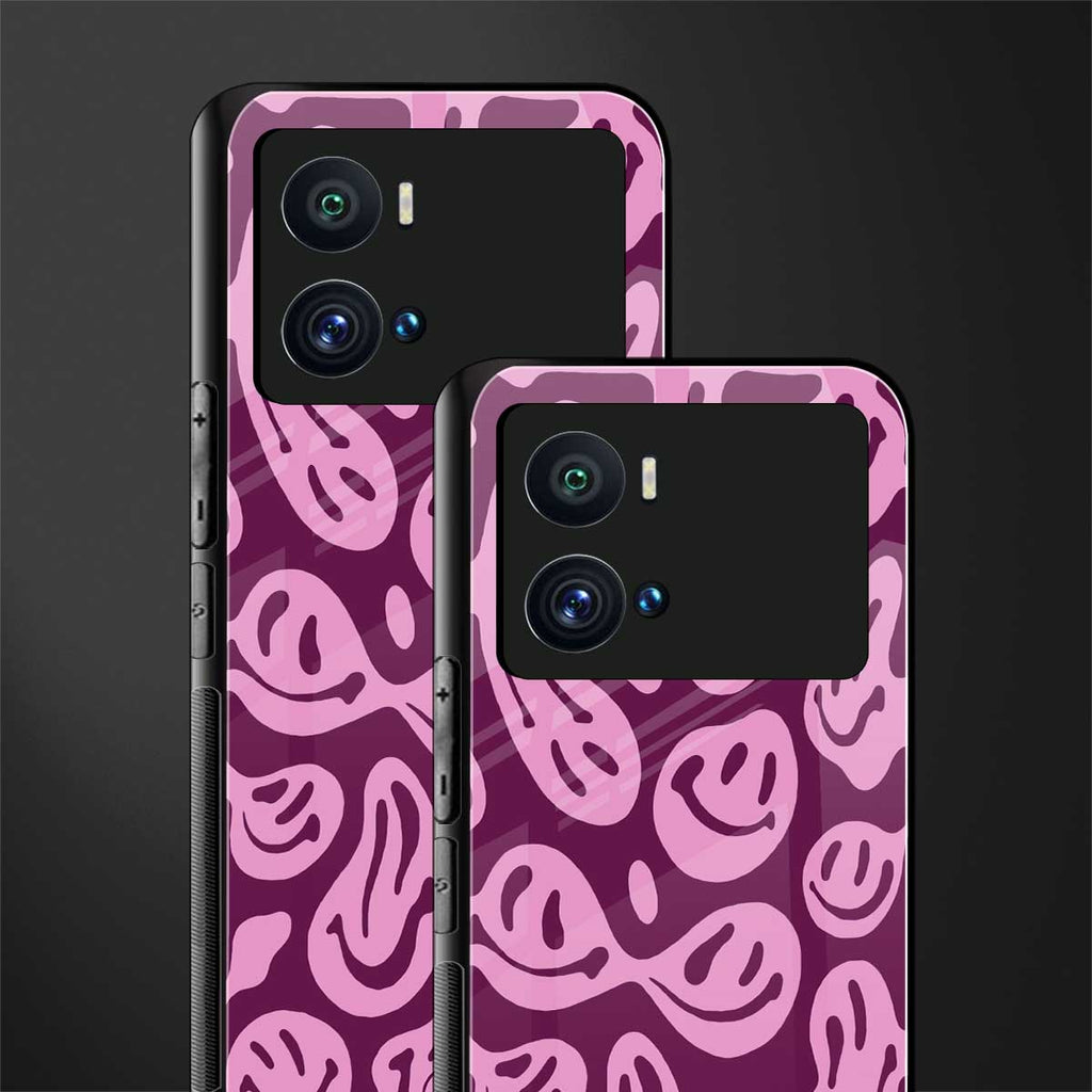 acid smiles grape edition back phone cover | glass case for iQOO 9 Pro