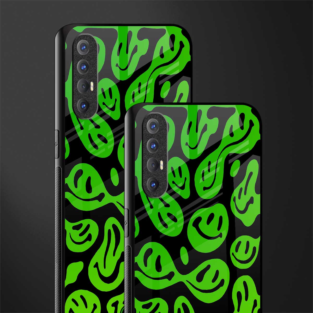 acid smiles neon green glass case for oppo reno 3 pro image-2