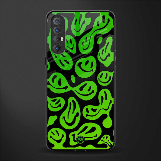 acid smiles neon green glass case for oppo reno 3 pro image
