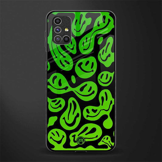 acid smiles neon green glass case for samsung galaxy m51 image