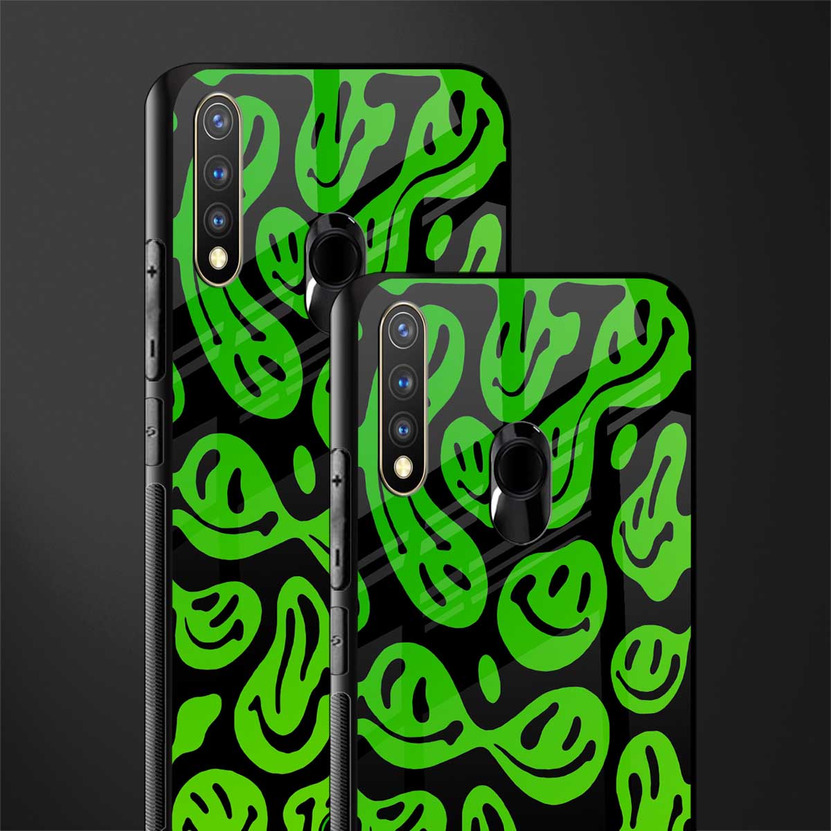 acid smiles neon green glass case for vivo y19 image-2