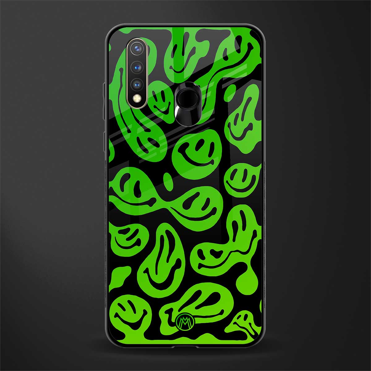 acid smiles neon green glass case for vivo u20 image