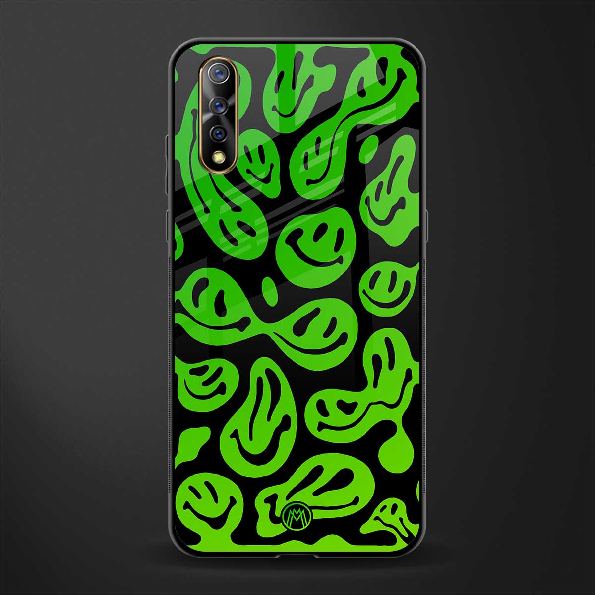 acid smiles neon green glass case for vivo z1x image