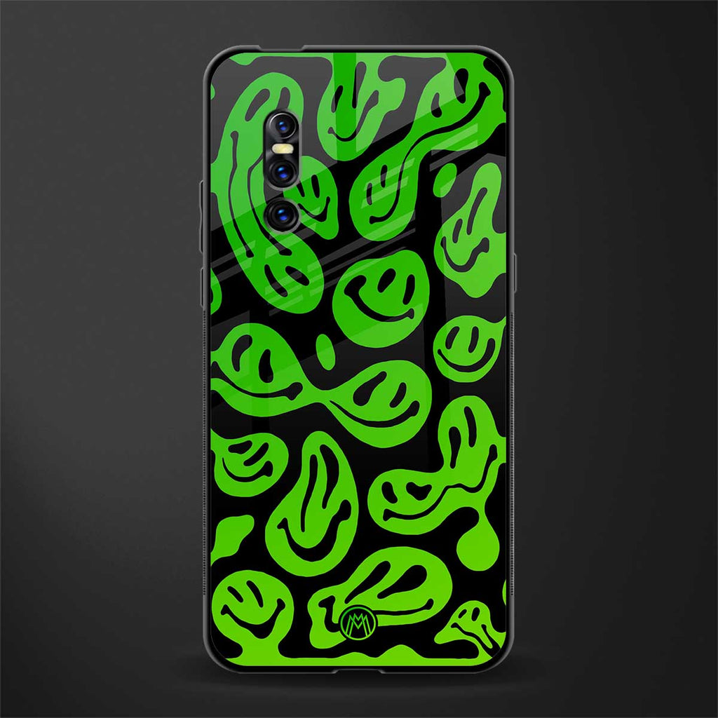 acid smiles neon green glass case for vivo v15 pro image
