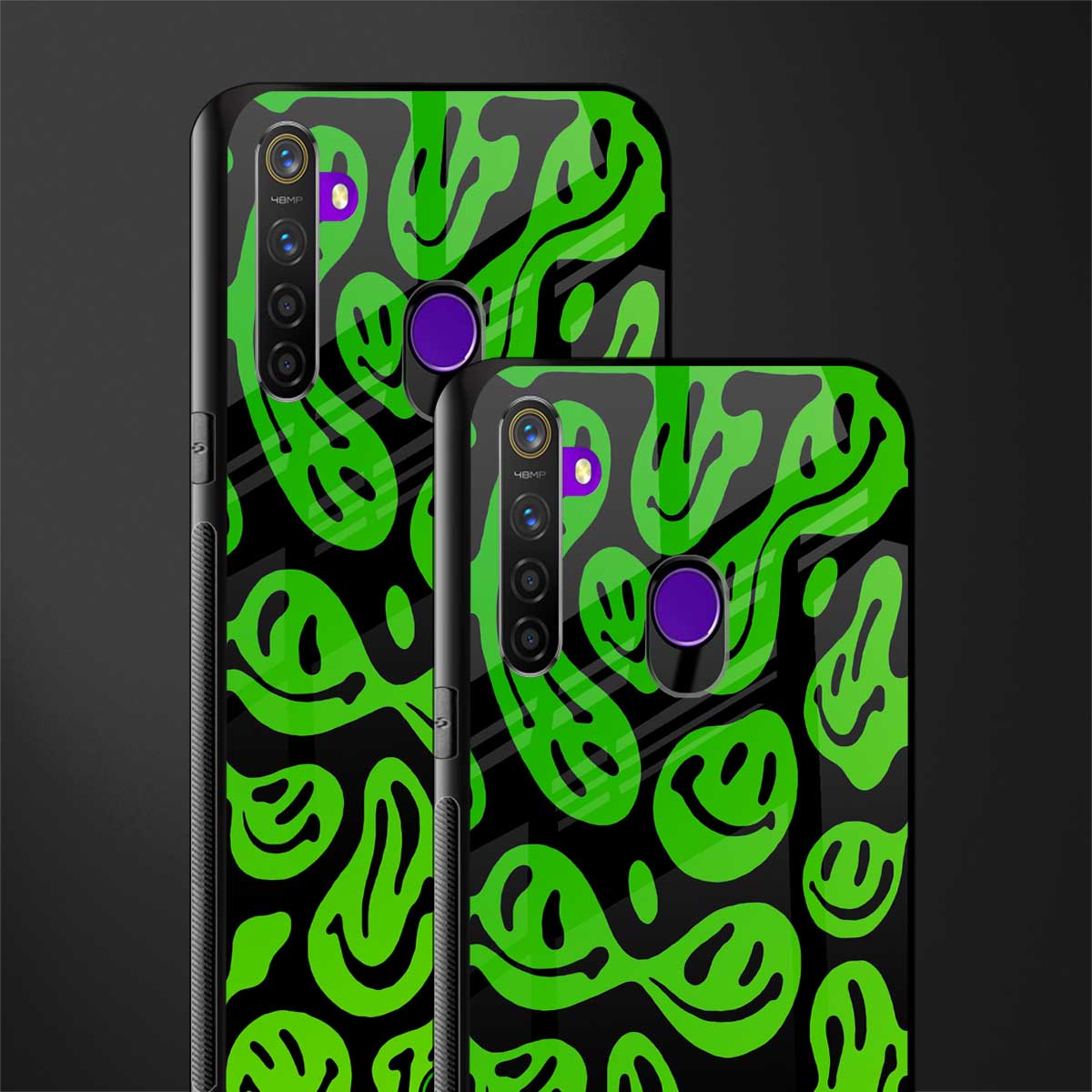 acid smiles neon green glass case for realme 5s image-2