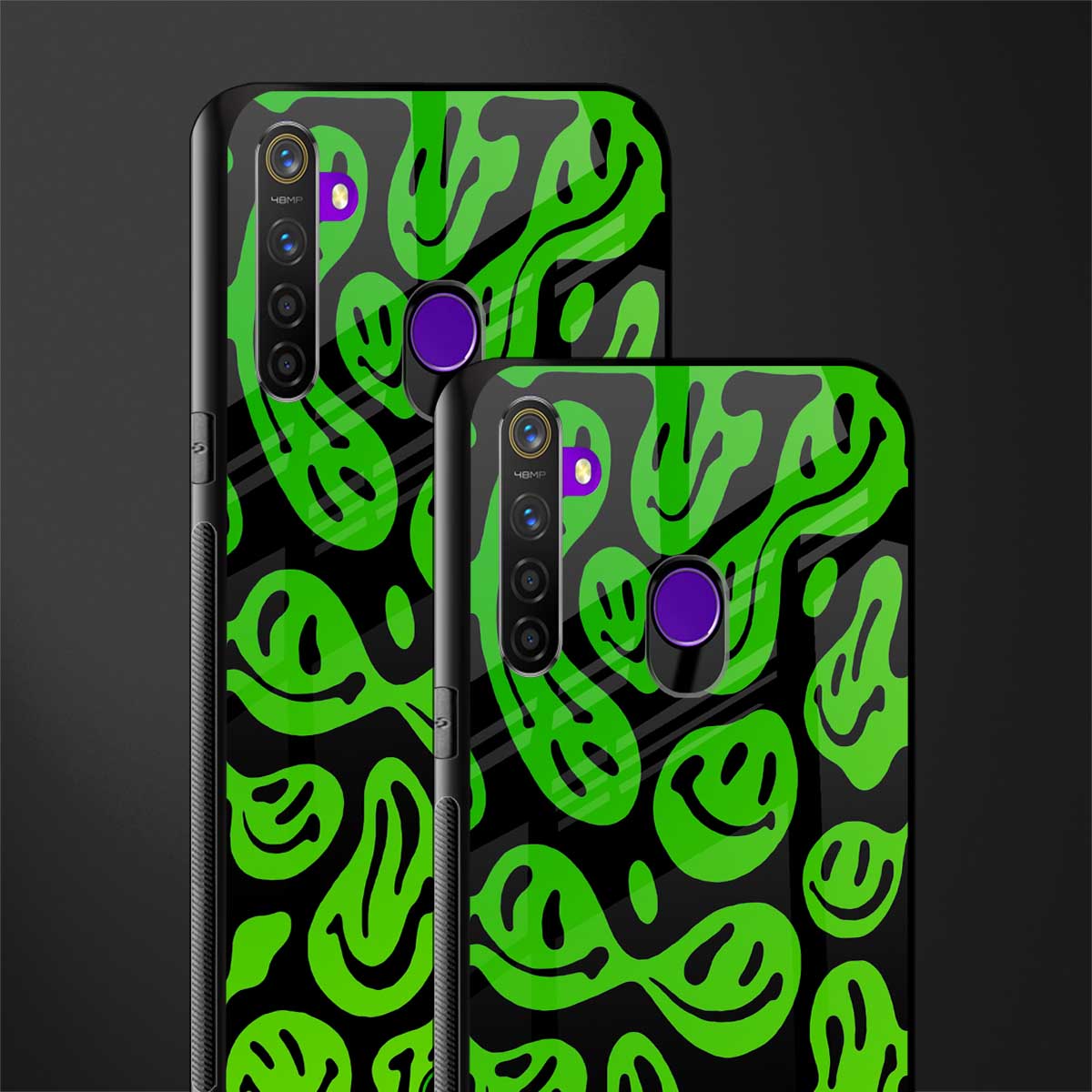 acid smiles neon green glass case for realme 5i image-2