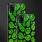 acid smiles neon green glass case for samsung galaxy a31 image-2