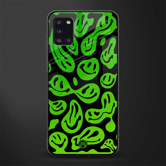 acid smiles neon green glass case for samsung galaxy a31 image