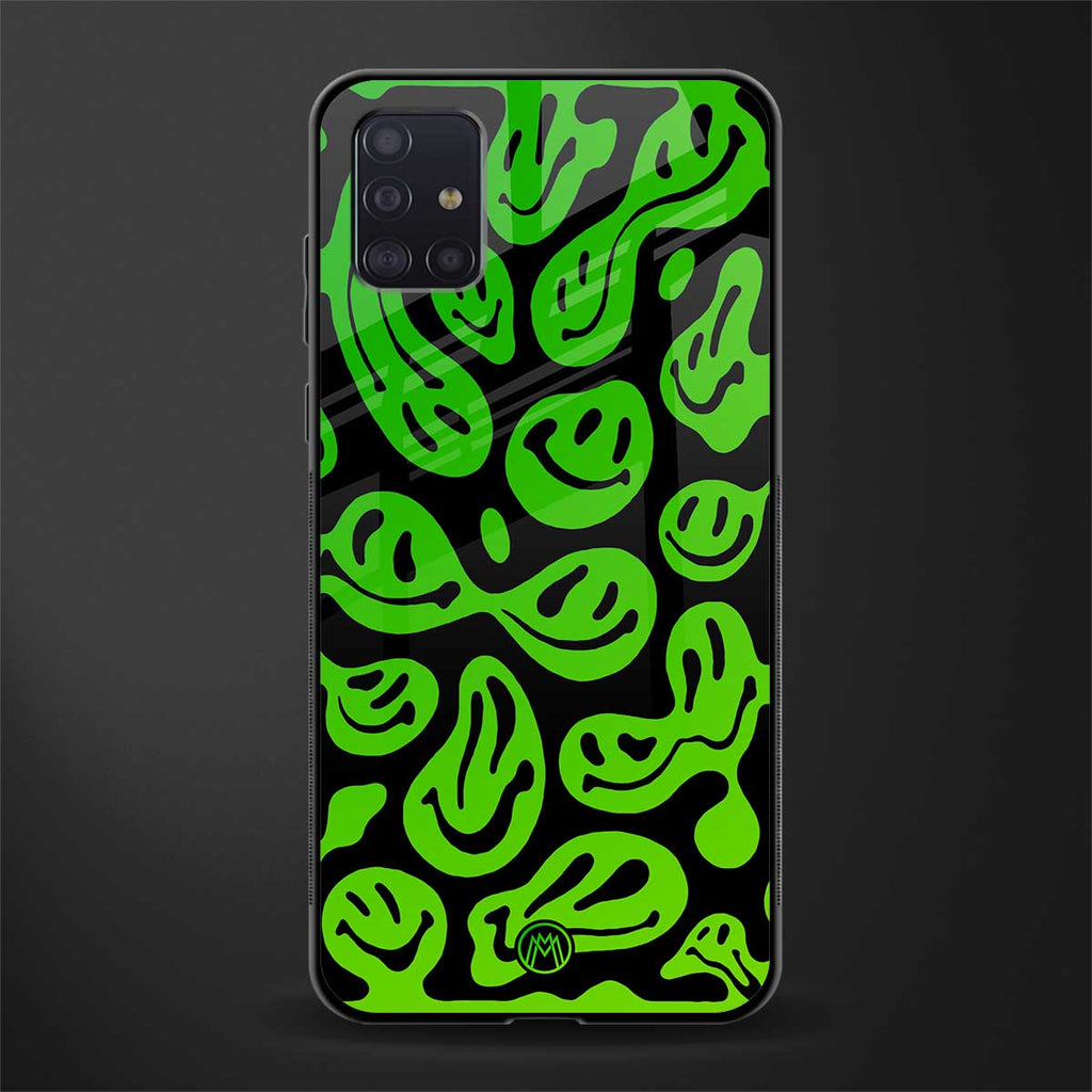 acid smiles neon green glass case for samsung galaxy a71 image