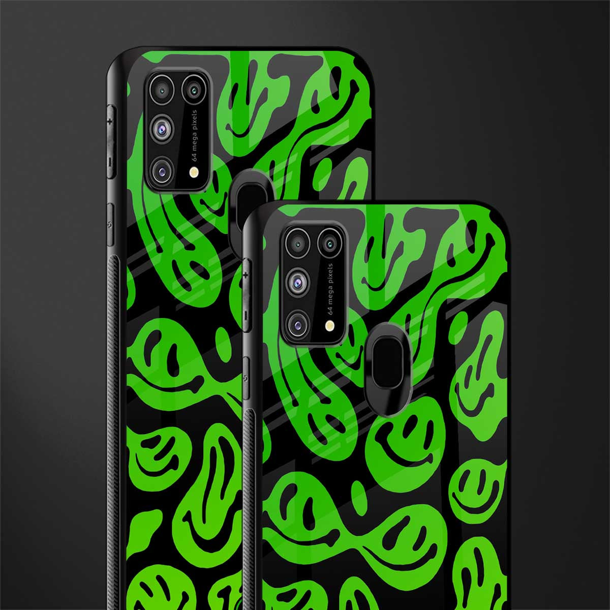 acid smiles neon green glass case for samsung galaxy m31 image-2