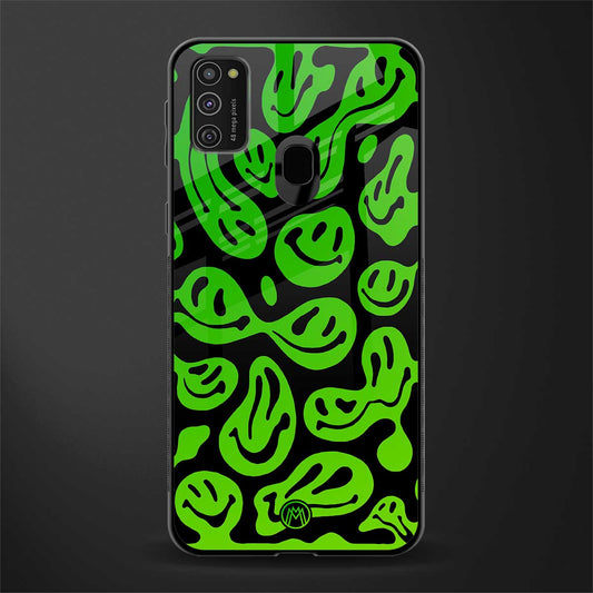 acid smiles neon green glass case for samsung galaxy m30s image