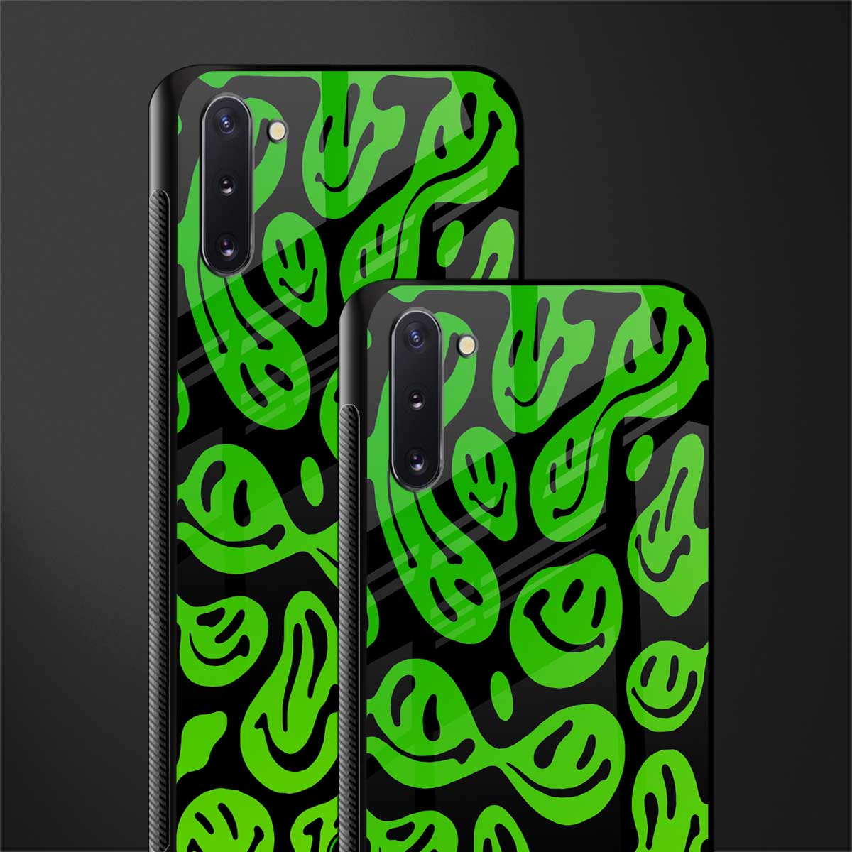 acid smiles neon green glass case for samsung galaxy note 10 image-2